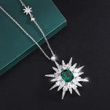 Retro Moon & Stars Pendant Necklace Sapphire Diamond Crystal Wedding Gift
