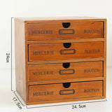 Retro Wooden Desktop Drawer Storage Box Organizer