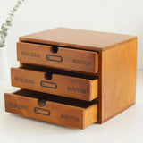 Retro Wooden Desktop Drawer Storage Box Organizer