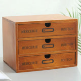 Retro Wooden Desktop Drawer Storage Box Organizer