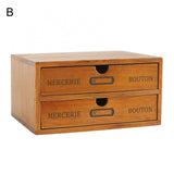 Retro Wooden Desktop Drawer Storage Box Organizer
