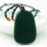 Vintage Dark Green HeTian Jade Chinese Dragon Pendant