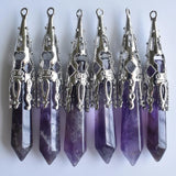 Natural Amethyst Stone Pendulum for Divination Wicca Birthstone 6pcs