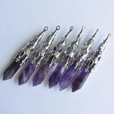 Natural Amethyst Stone Pendulum for Divination Wicca Birthstone 6pcs