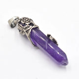 Retro Natural Gem Stone Pendulum for Divination Wicca Birthstone Pendants