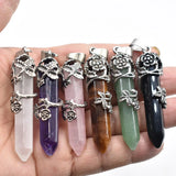 Retro Natural Gem Stone Pendulum for Divination Wicca Birthstone Pendants