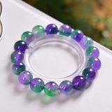 Green Jade Dongling Flower 8-12mm Elastic Bracelet Charm Hand Knitted Amulet