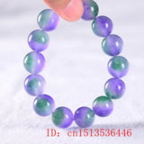 Green Jade Dongling Flower 8-12mm Elastic Bracelet Charm Hand Knitted Amulet