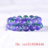 Green Jade Dongling Flower 8-12mm Elastic Bracelet Charm Hand Knitted Amulet