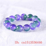 Green Jade Dongling Flower 8-12mm Elastic Bracelet Charm Hand Knitted Amulet