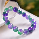 Green Jade Dongling Flower 8-12mm Elastic Bracelet Charm Hand Knitted Amulet