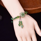 Natural Green Jade Dongling Flower Adjustable Bracelet Charm Jewellery