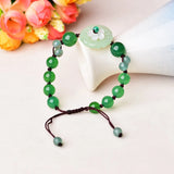 Natural Green Jade Dongling Flower Adjustable Bracelet