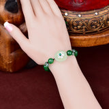 Natural Green Jade Dongling Flower Adjustable Bracelet