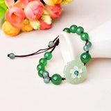 Natural Green Jade Dongling Flower Adjustable Bracelet
