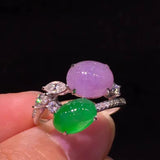 Retro Natural Ice Double Color Chalcedony Oval Rings for Women