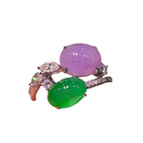 Retro Natural Ice Double Color Chalcedony Oval Rings for Women