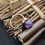 Raw Quartz Finger Ring, Kyanite Labradorite Crystal Open Ring