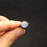 Raw Quartz Finger Ring, Kyanite Labradorite Crystal Open Ring