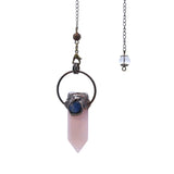 Pink Quartz Pendulum for Divination Hexagonal Column Reiki Jewelry