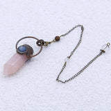 Pink Quartz Pendulum for Divination Hexagonal Column Reiki Jewelry