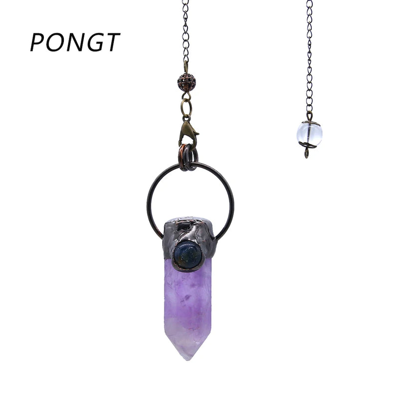 Pink Quartz Pendulum for Divination Hexagonal Column Reiki Jewelry
