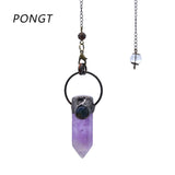 Pink Quartz Pendulum for Divination Hexagonal Column Reiki Jewelry