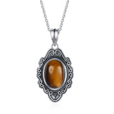 Tiger Eye Pendant 925 Silver Necklace Rhodochrosite Jewelry