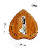Retro Wood Oval Mirror Chinese Pattern Portable Make Up Mirrors