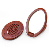 Retro Wood Oval Mirror Chinese Pattern Portable Make Up Mirrors