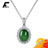 Sterling Silver Oval Emerald Necklace for Women