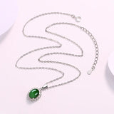 Sterling Silver Oval Emerald Necklace for Women