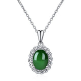 Sterling Silver Oval Emerald Necklace for Women