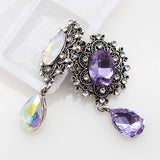Retro Water Drop Glass Brooch Rhinestone Decoration