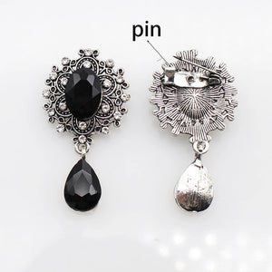 Retro Water Drop Glass Brooch Rhinestone Decoration
