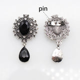 Retro Water Drop Glass Brooch Rhinestone Decoration