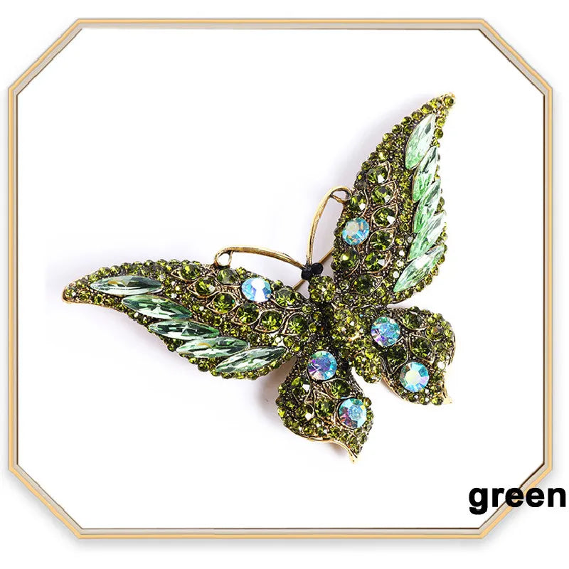 Retro Crystal Butterfly Brooch High-End Hundred Matching Accessories