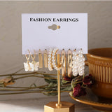 Retro Style Oil Dripping Butterfly Pearl Earrings Set