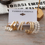 Retro Style Oil Dripping Butterfly Pearl Earrings Set