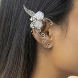 Flowers Ear Bone Clip Rose Branch Vine Leaf Elf Tassel Clip Earrings