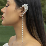 Flowers Ear Bone Clip Rose Branch Vine Leaf Elf Tassel Clip Earrings