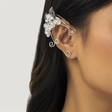 Flowers Ear Bone Clip Rose Branch Vine Leaf Elf Tassel Clip Earrings