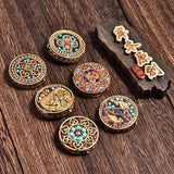 Retro OM Flower Nepal Red Clay Brass Tibetan Buddha Bead Antique Golden