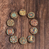 Retro OM Flower Nepal Red Clay Brass Tibetan Buddha Bead Antique Golden