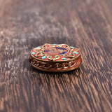 Retro OM Flower Nepal Red Clay Brass Tibetan Buddha Bead Antique Golden