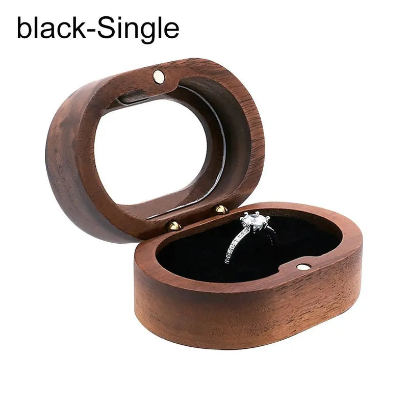 Wooden Jewelry Box Ring Display Holder Engagement Wedding Love Gift