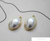 Retro Oval round Pendant and Versatile Pearl DIY Ear Stud