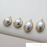 Retro Oval round Pendant and Versatile Pearl DIY Ear Stud