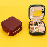 Retro PU Jewelry Box Lychee Floral Pattern Flip Stud Earrings Box