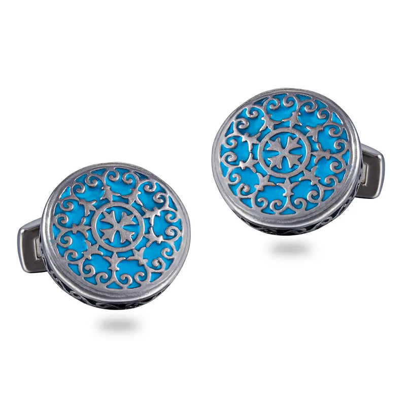 Retro Palace Court Flower Vine Stainless Steel Cufflinks